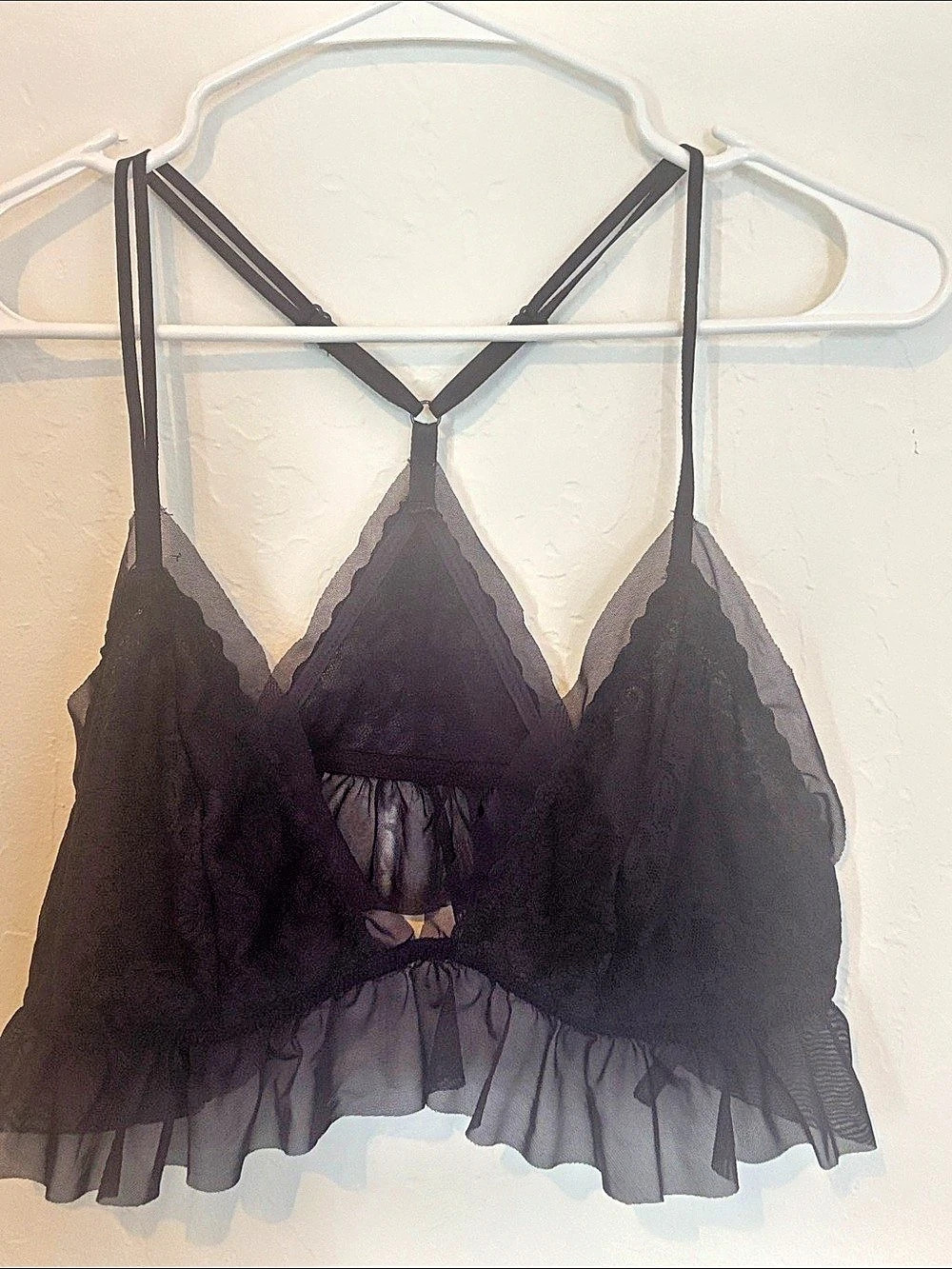 Aerie Purple  Lace Ruffle Bralette Size XL